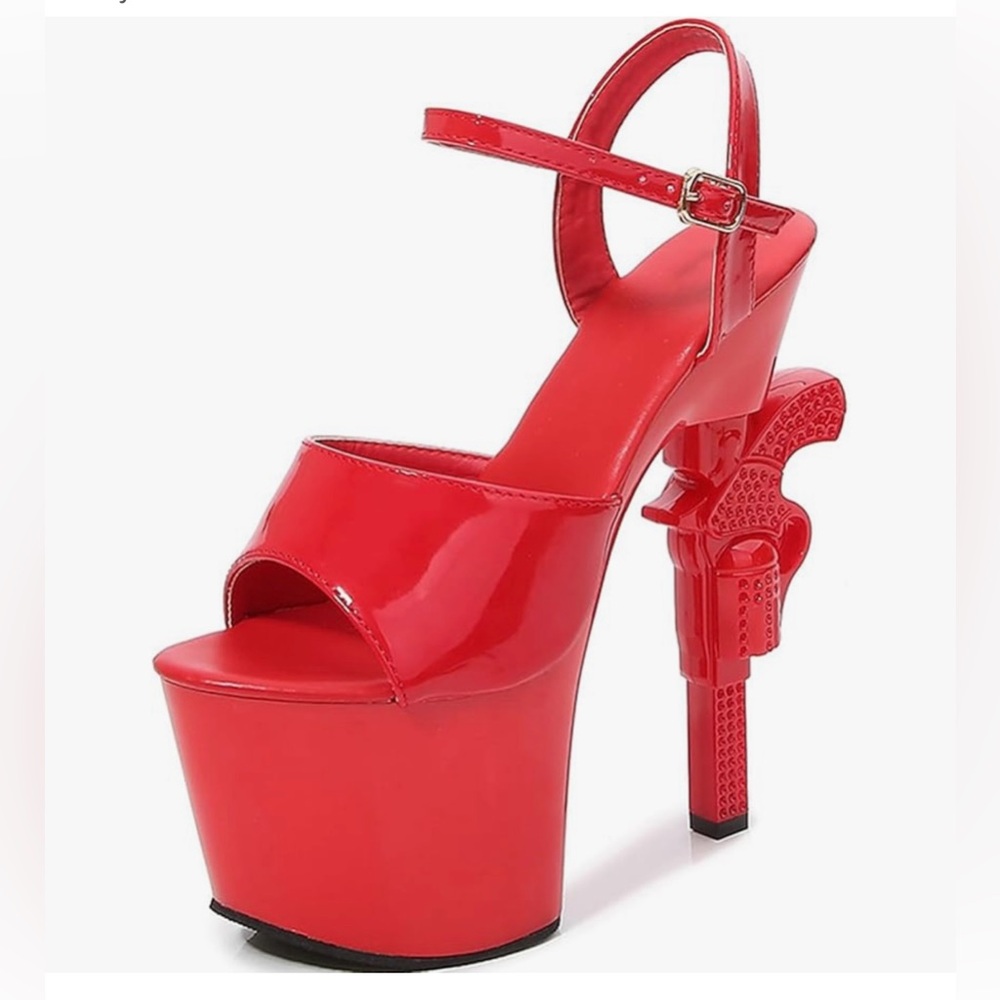 Red Platform Pole Dancing High Heels With Decorative Stiletto Heel 👠👠